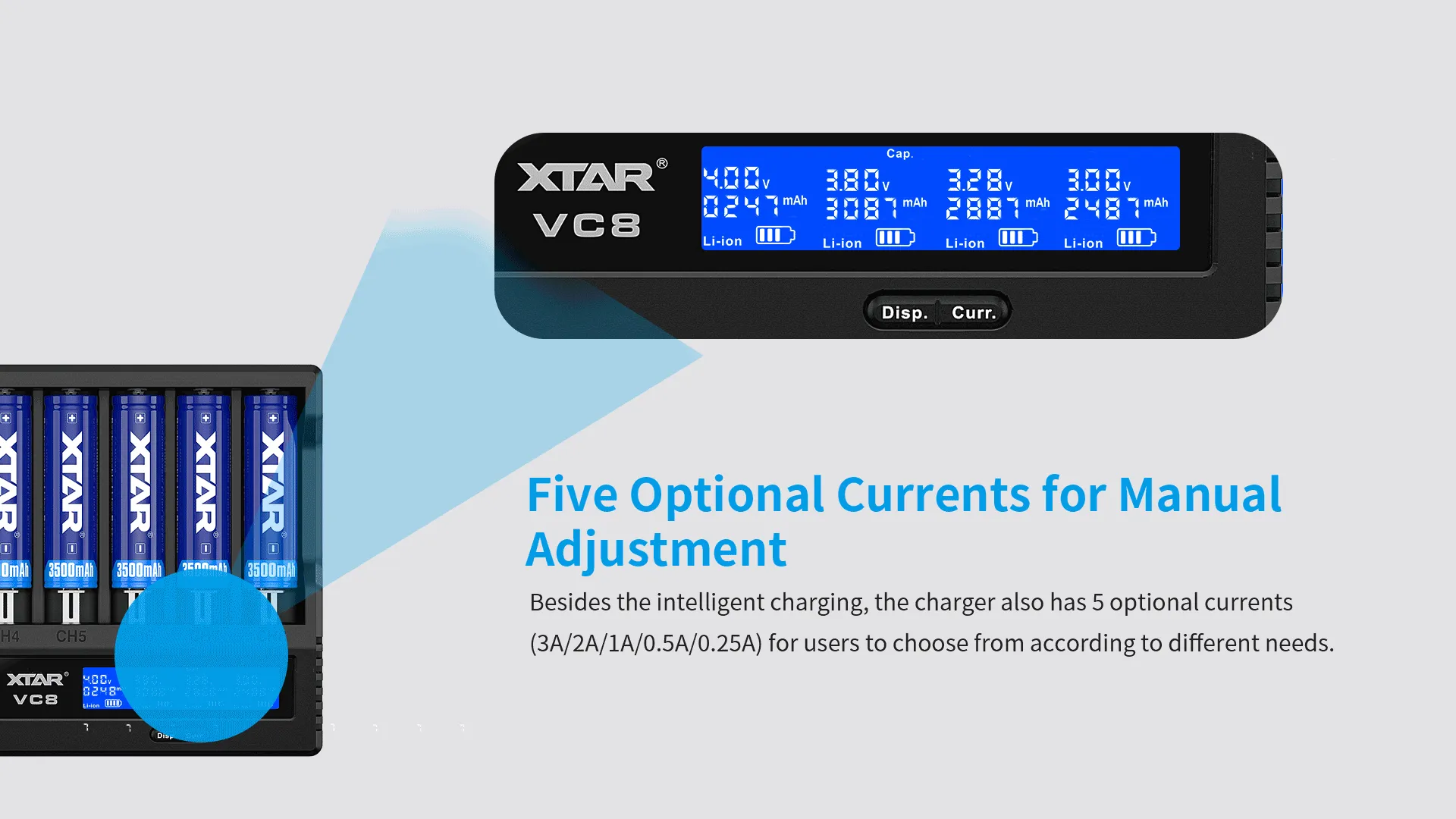 XTAR VC8 3A USB-C Fast Lithium-Ion Battery Charger