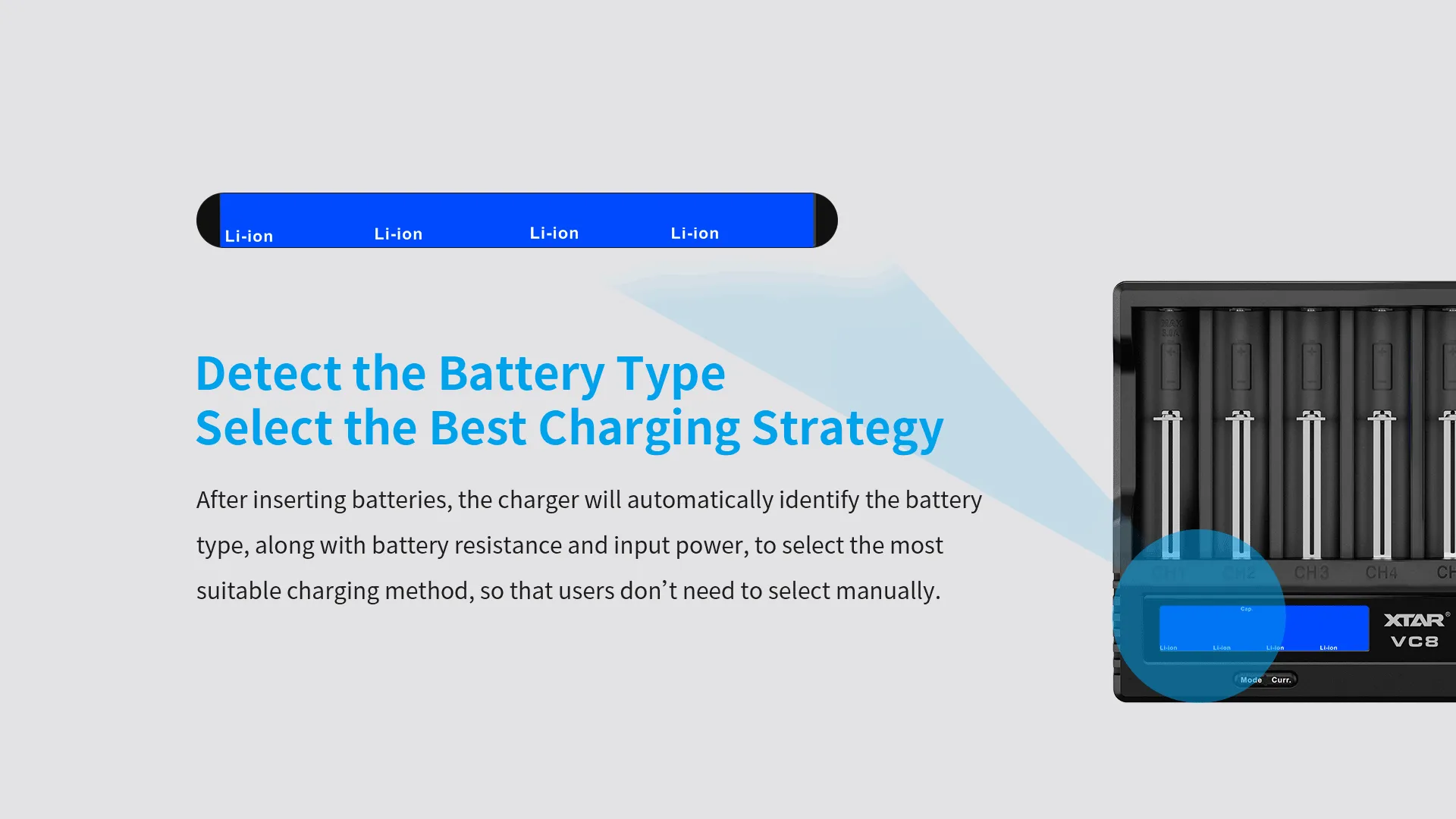 XTAR VC8 3A USB-C Fast Lithium-Ion Battery Charger